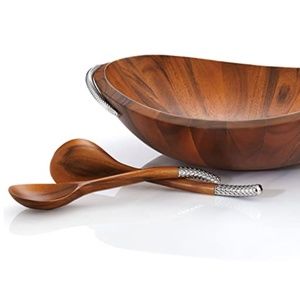 Nambe Braid Salad Bowl with Servers